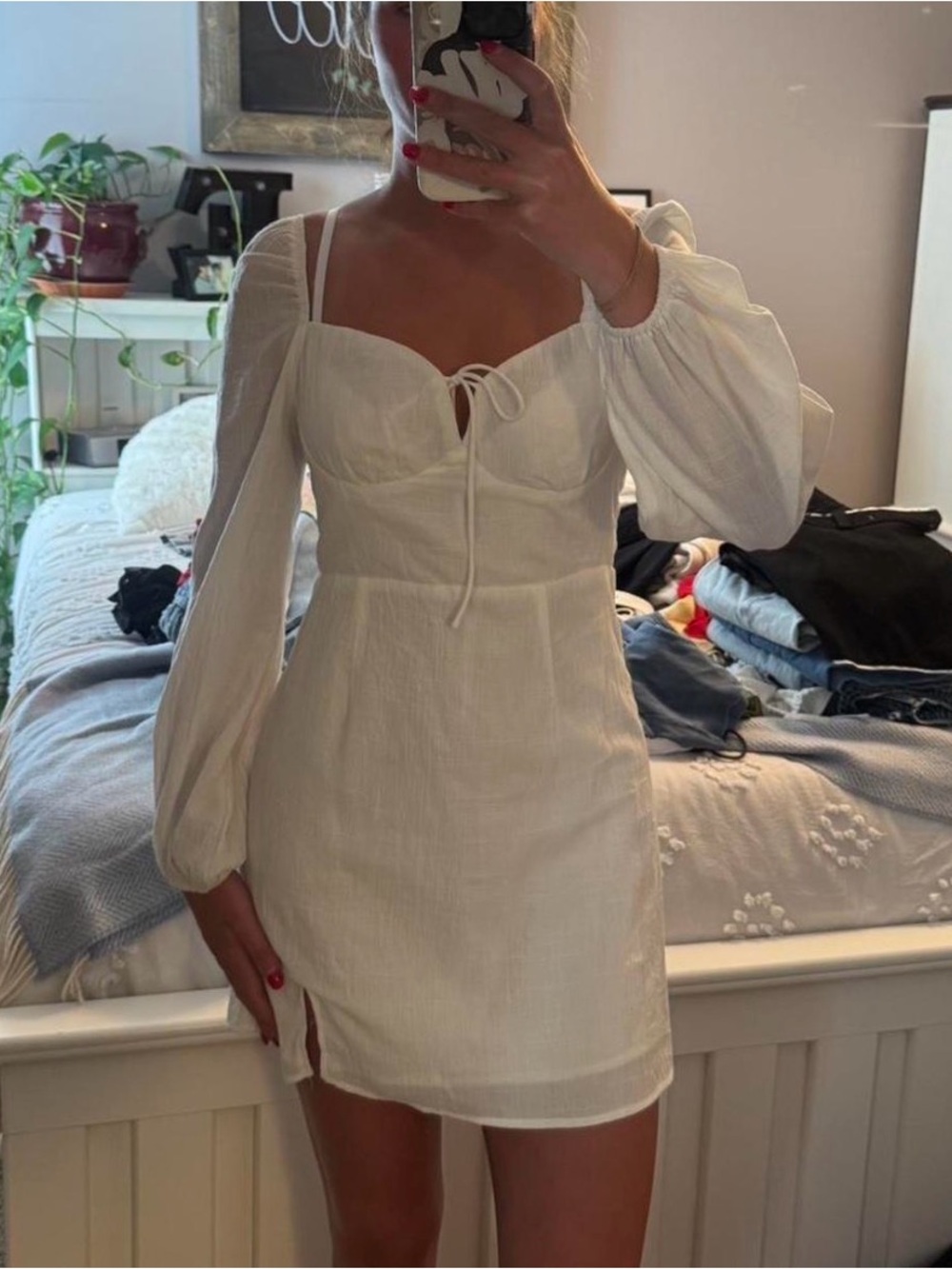 Princess Polly White Puff-Sleeve Mini Dress